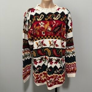 Private Collection by Carolina Colours Paisley Stripe Vintage Sweater Unique